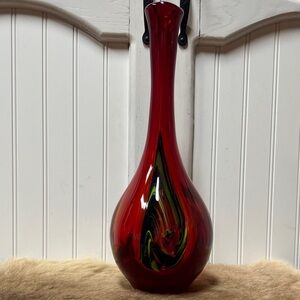 Murano Venetian Art Glass Vase Mid Century Vintage Blown Swirl Glass